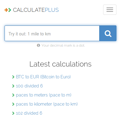 Calculate.plus +> Basic and free online calculations and conversions